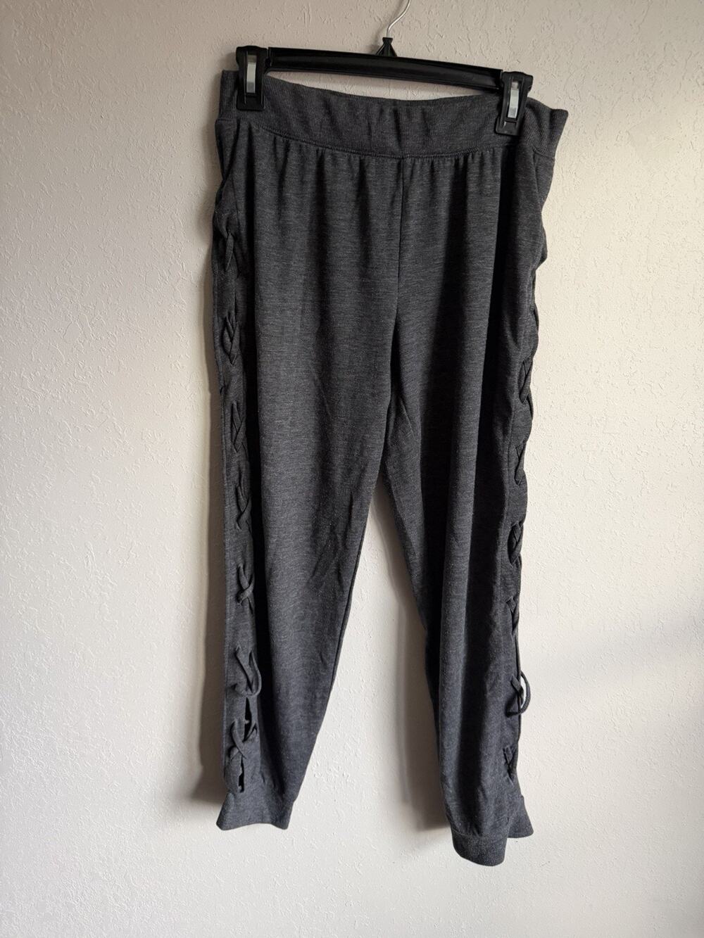 Victorias Secret Dark Gray Lace Up Sides Jogger Pants Womens M Loungewear